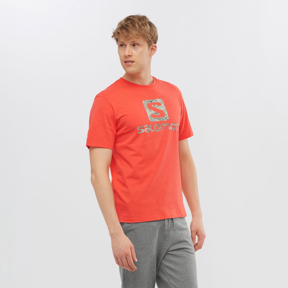 Salomon Singapore Mens T-shirts - OUTLIFE LOGO Orange | 16982-WAZX